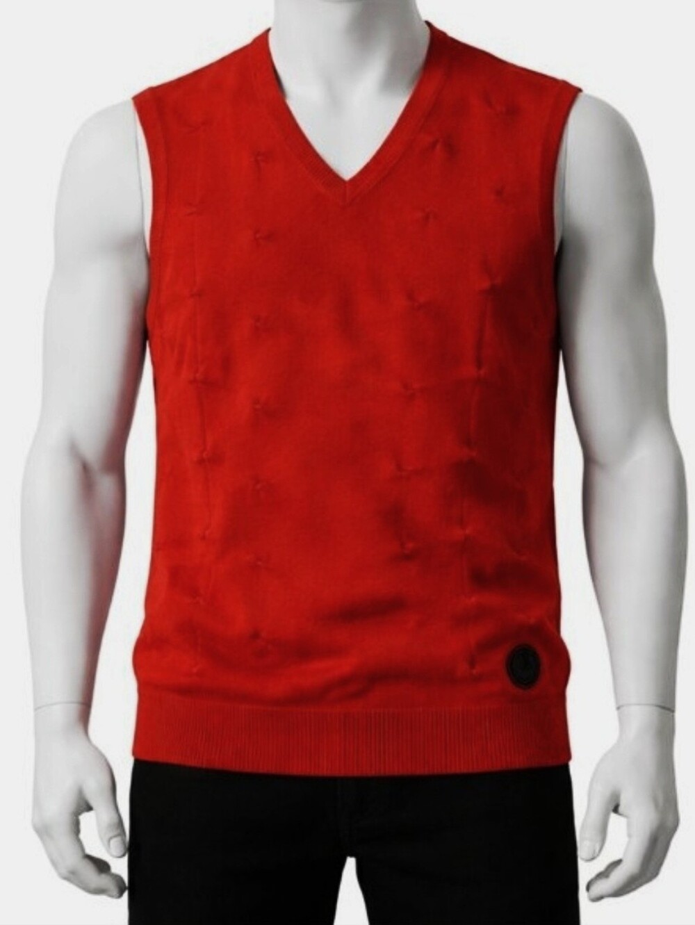 RAF SIMONS x FRED PERRY | Red Knit Sweater Vest V-Neck Small